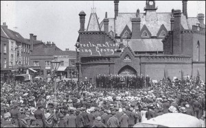 The Mayor proclaims the George V as King in 1910. Both men were to face extraordinary challenges in the coming years.