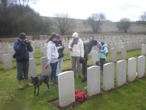 family at Flat Iron Copse cemetery