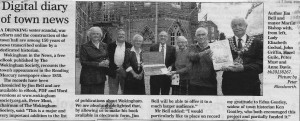 The Wokingham Society gathers together to recognise Jim's ebook 'Wokingham in the News'. Photo from the Wokingham Times