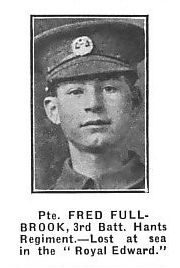 Fred Fullbrook lived in Havelock Place, just at the back of Wokingham's railway station. The fact he was lost at sea, illustrated the treacherous nature of the Gallipoli campaign.