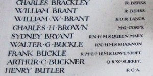 Charles's name is amongst the list of fallen on the All Saints Memorial