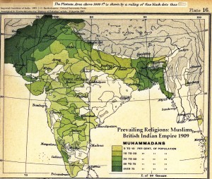 Percentage of Muslims in India 1909. Click to enlarge