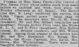 Emma's sudden death may have triggered George's visit to the asylum for his depression (click on image to increase size)