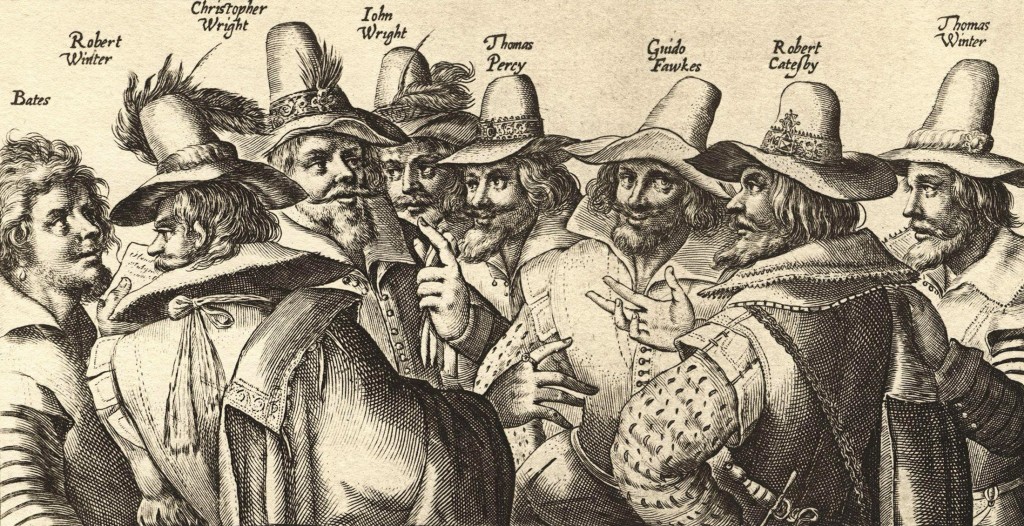 Guy Fawkes was part of a group of conspirators. Third from the right